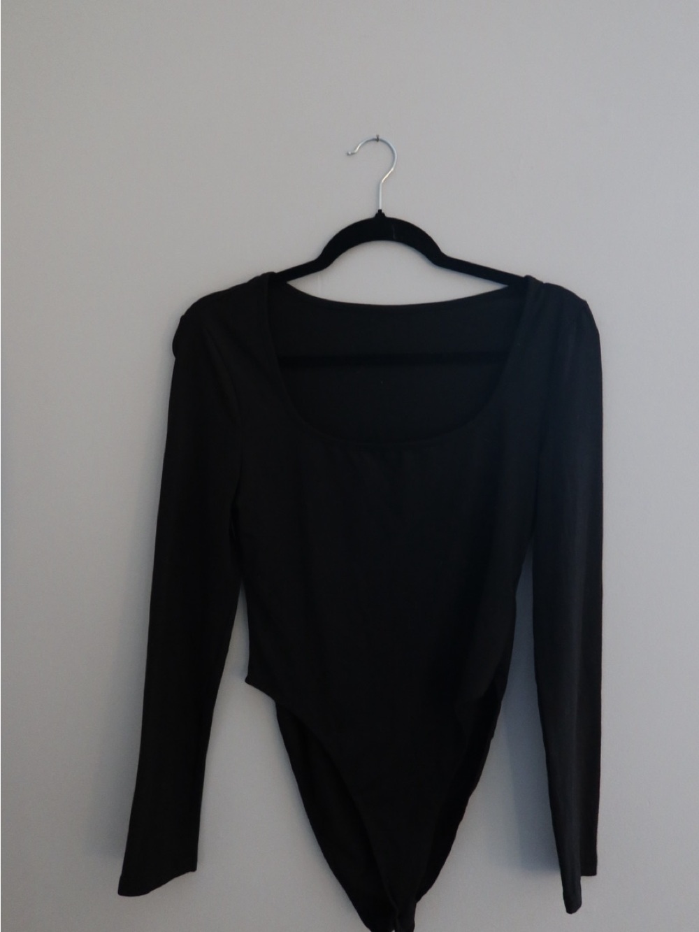 Black Long-Sleeve Scoop Neck Bodysuit
